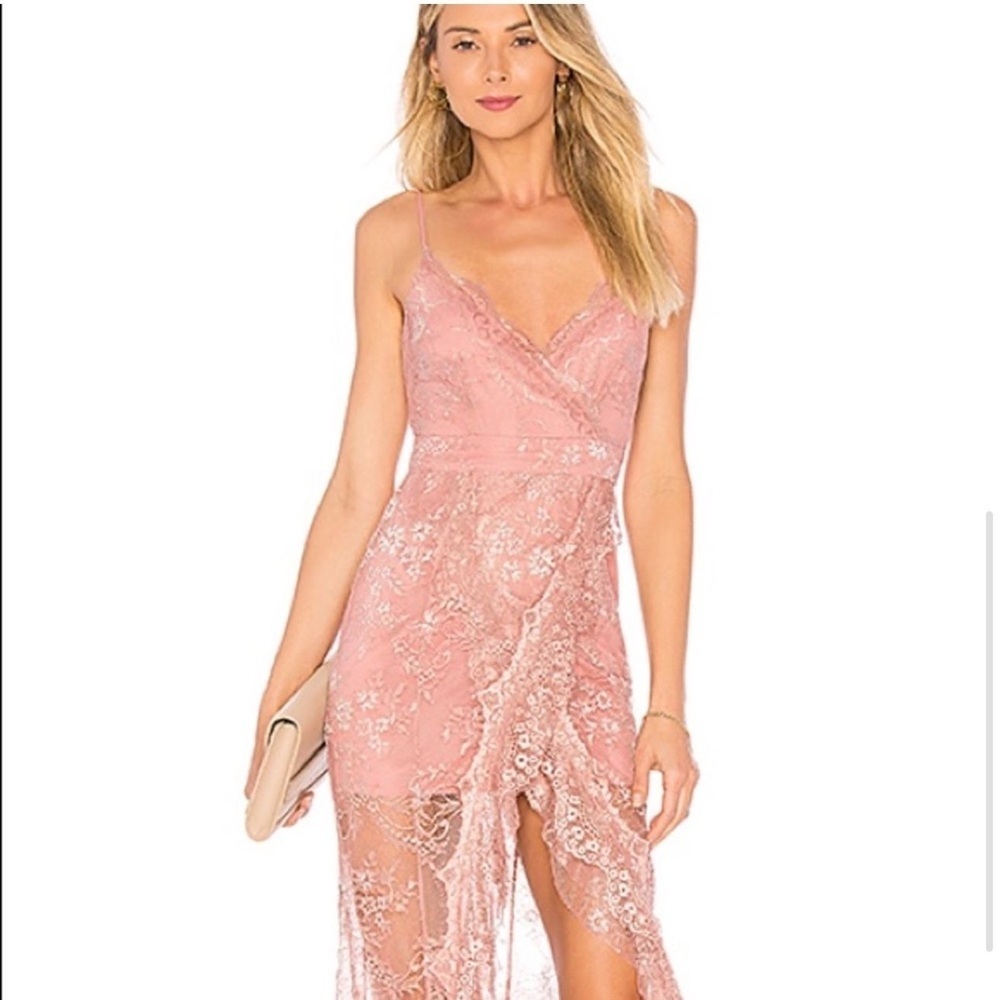MAJORELLE Paisley Dress in Blush & Silver Size XS